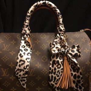 Purse scarf braided tassel charm+ 2 handle cover